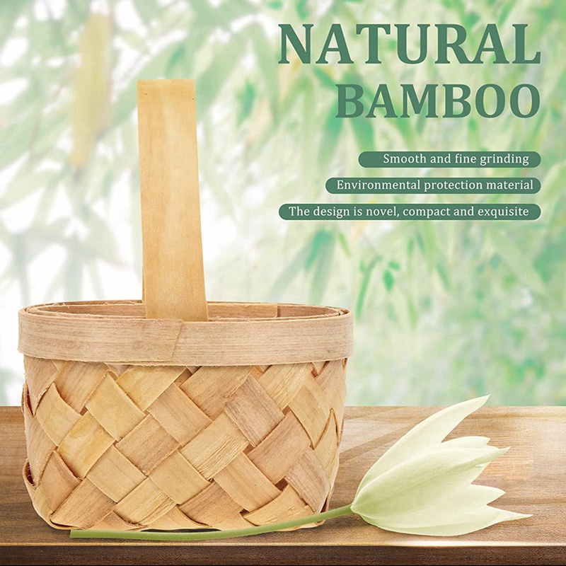 4 cái Giỏ dệt nhỏ có tay cầm Hoa cưới Cô gái Giỏ hoa Kẹo sô cô la Hộp quà tặng tiệc cưới