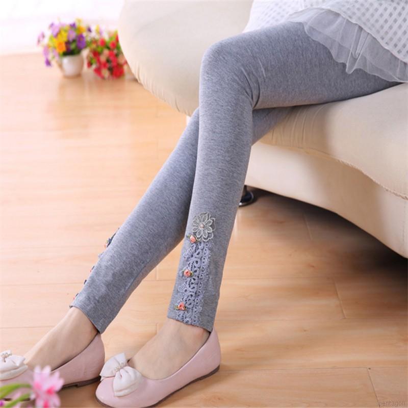 Quần Legging Phối Ren Hoa Cho Bé Gái