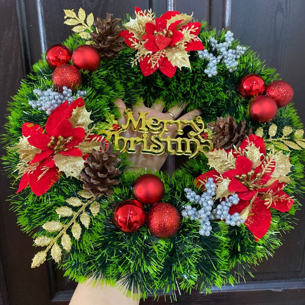 Vòng Nguyệt Quế Trang Trí Giáng Sinh Cao Cấp - Vòng Trang Trí Cửa Kính Noel
