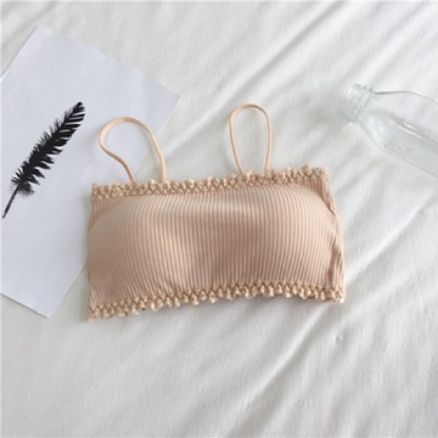 ÁO BRA ỐNG 2 DÂY COTTON LEN TĂM ĐỆM LÓT MÚT VỪA THÁO RỜI 3 MÓC CÀI SAU 8832