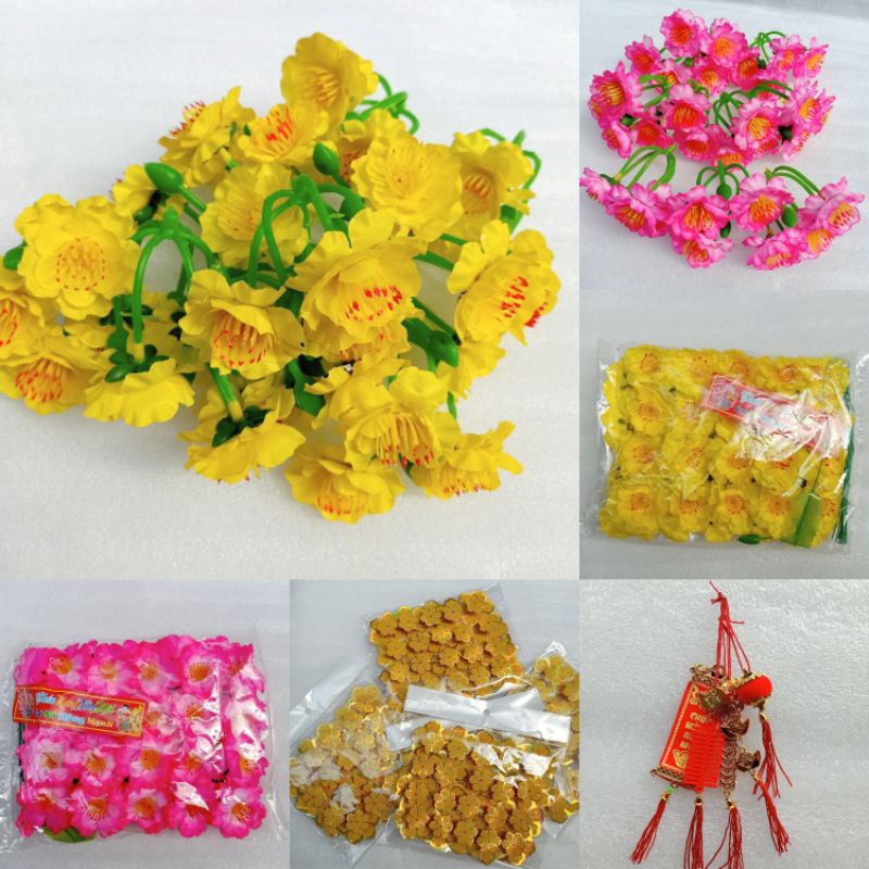 Sét 10 chùm hoa mai/đào trang trí Tết