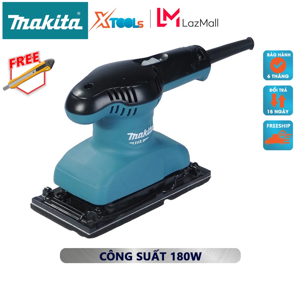 MÁY CHÀ NHÁM RUNG MAKITA M9201B | Máy có công suất 180W kèm theo túi đựng bụi gắn với thân máy, đánh bóng bề mặt mịn đẹp