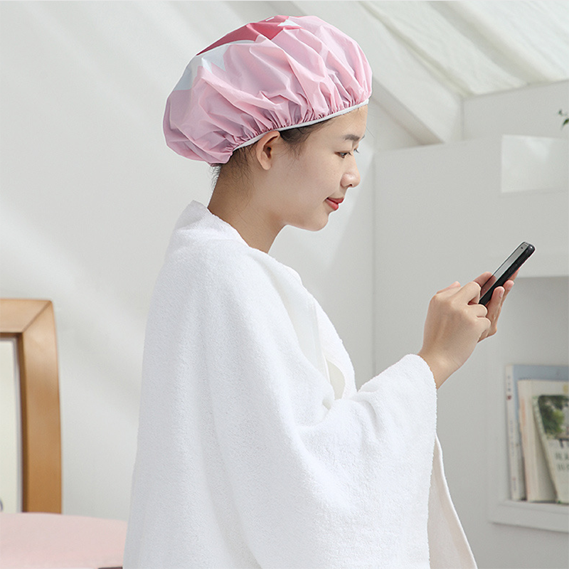 1 Mũ Trùm Tóc Bằng PEVA Dày Dặn Co Giãn Chống Nước In Họa Tiết Hoạt Hình Cho Nữ