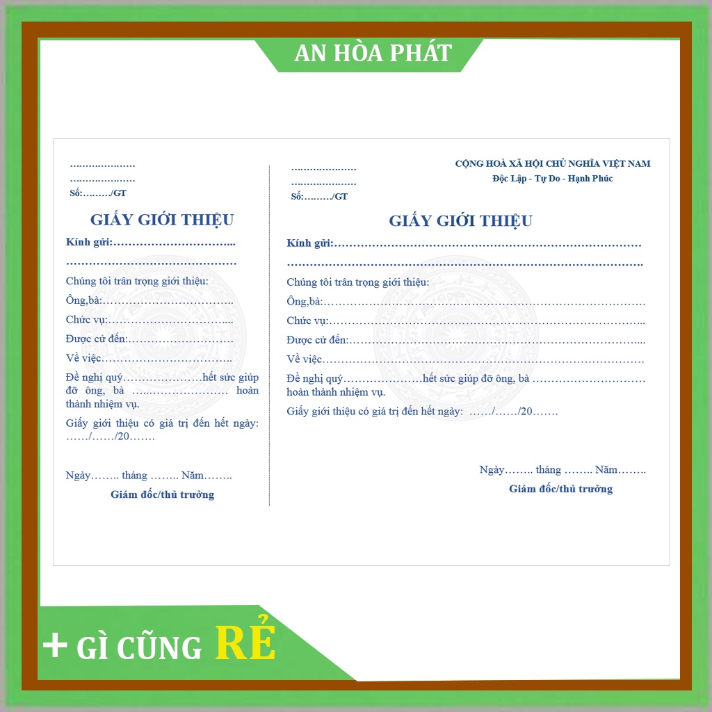 Giấy giới thiệu ( quyển)