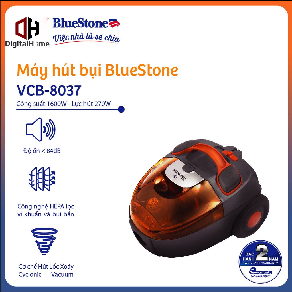 Máy Hút Bụi BlueStone VCB 8037, Dung Tích 1,5Lit, Bảo Hành Chính Hãng 2 Năm