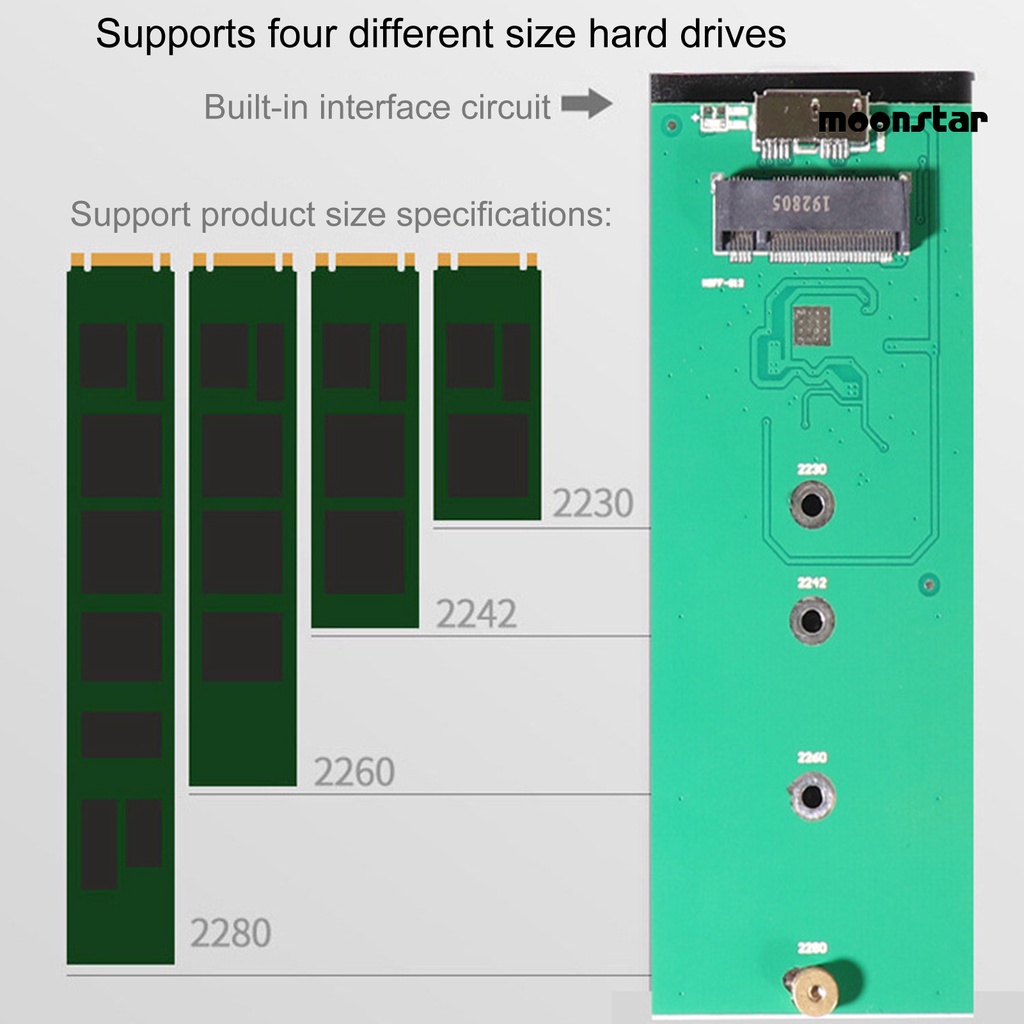 MO External Drive USB3.0 to M.2 NGFF Support UASP Aluminium Alloy Wide Compatibility Hard Disk Enclosure for Computer
