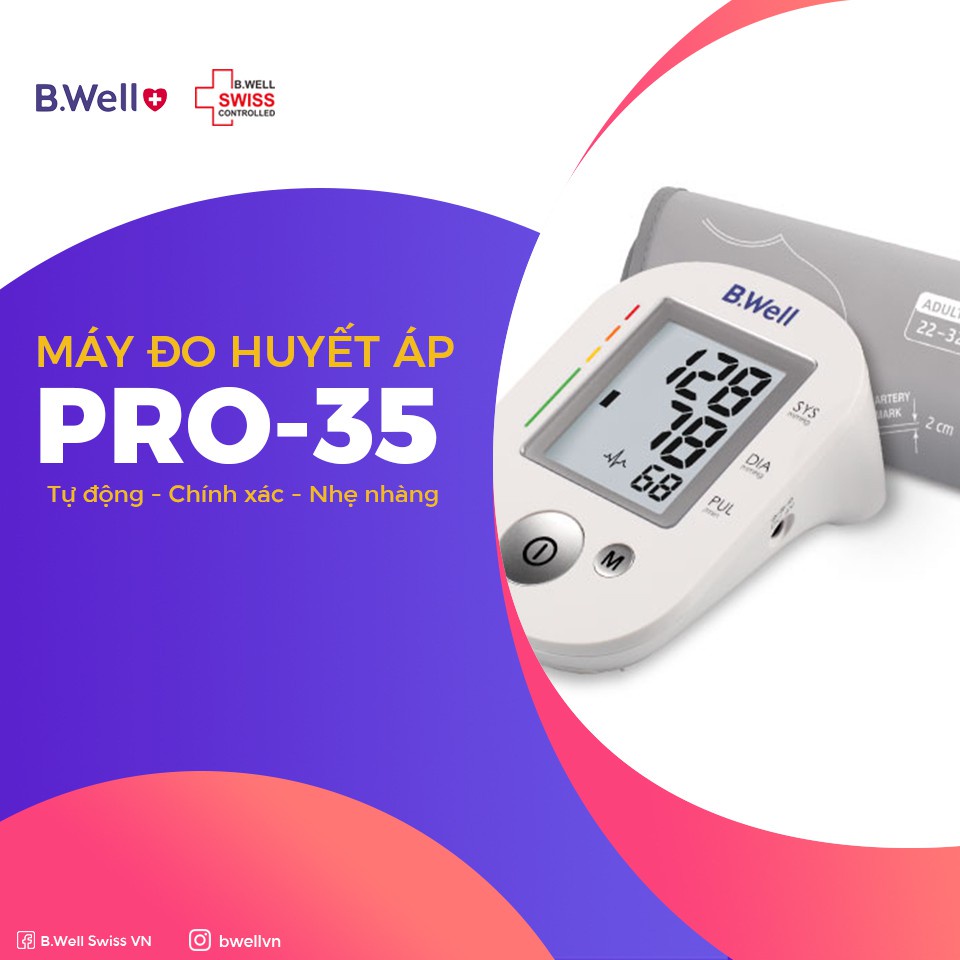 [GIÁ GỐC] Máy Đo Huyết Áp Điện Tử Bắp Tay B Well PRO 35 Sản Xuất Tại Thụy Sĩ