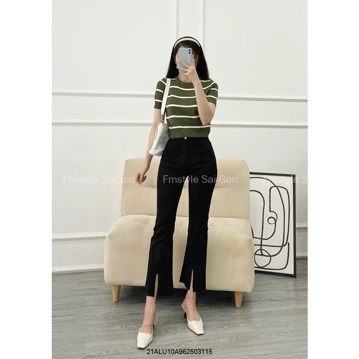 Áo len nữ tay ngắn kẻ ngang thời trang ulzzang Hàn Quốc Fmstyle Saigon 21ALU10A962503 | BigBuy360 - bigbuy360.vn