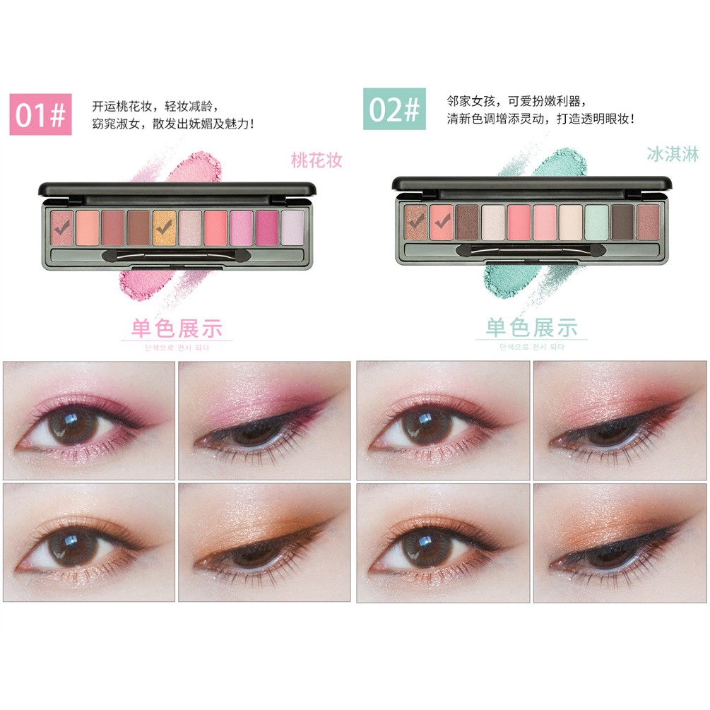 [Hàng mới về] Bảng phấn mắt MAYCREATE 10 màu tông lì và ánh nhũ lấp lánh chống thấm nước