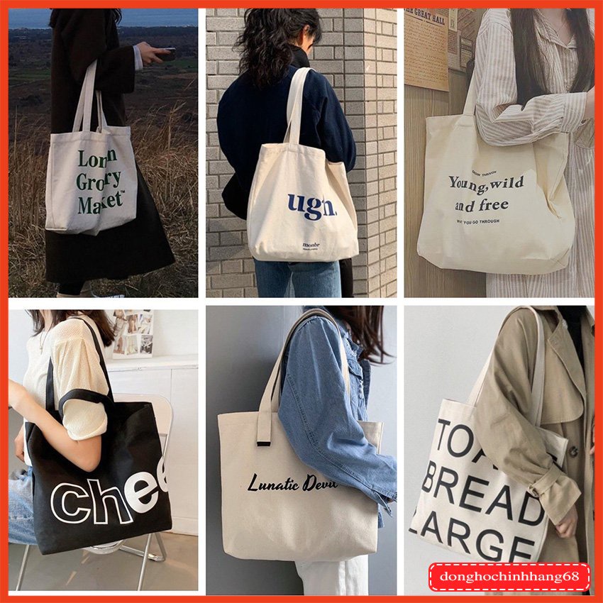 Túi tote đeo chéo chất vải canvas đi học đi làm phong cách trẻ trung, cá tính nhiều họa tiết bảo hành 12 tháng