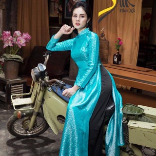 Set vải áo dài họa tiết chuồn chuồn