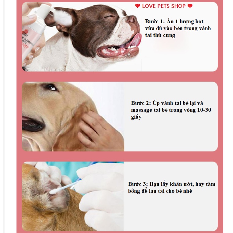 Thuốc nhỏ tai, nhỏ mắt, bột nhổ lông, dung dịch vệ sinh tai cho Chó Mèo - Love pets shop
