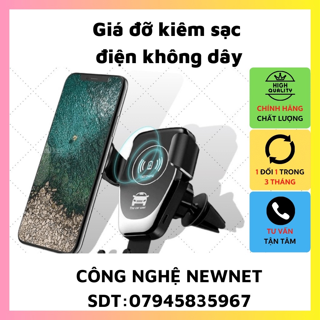 Giá đỡ điện thoại kiêm đế sạc nhanh không dây cảm biến trọng lực chuyên dùng cho Ô tô - Hàng nhập khẩu