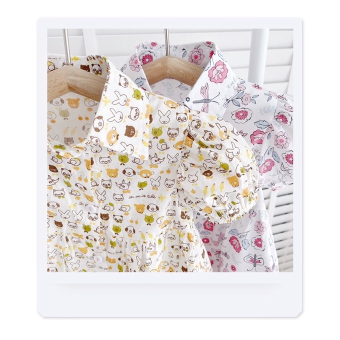 Váy gấu hoa cổ bẻ cho bé gái V4