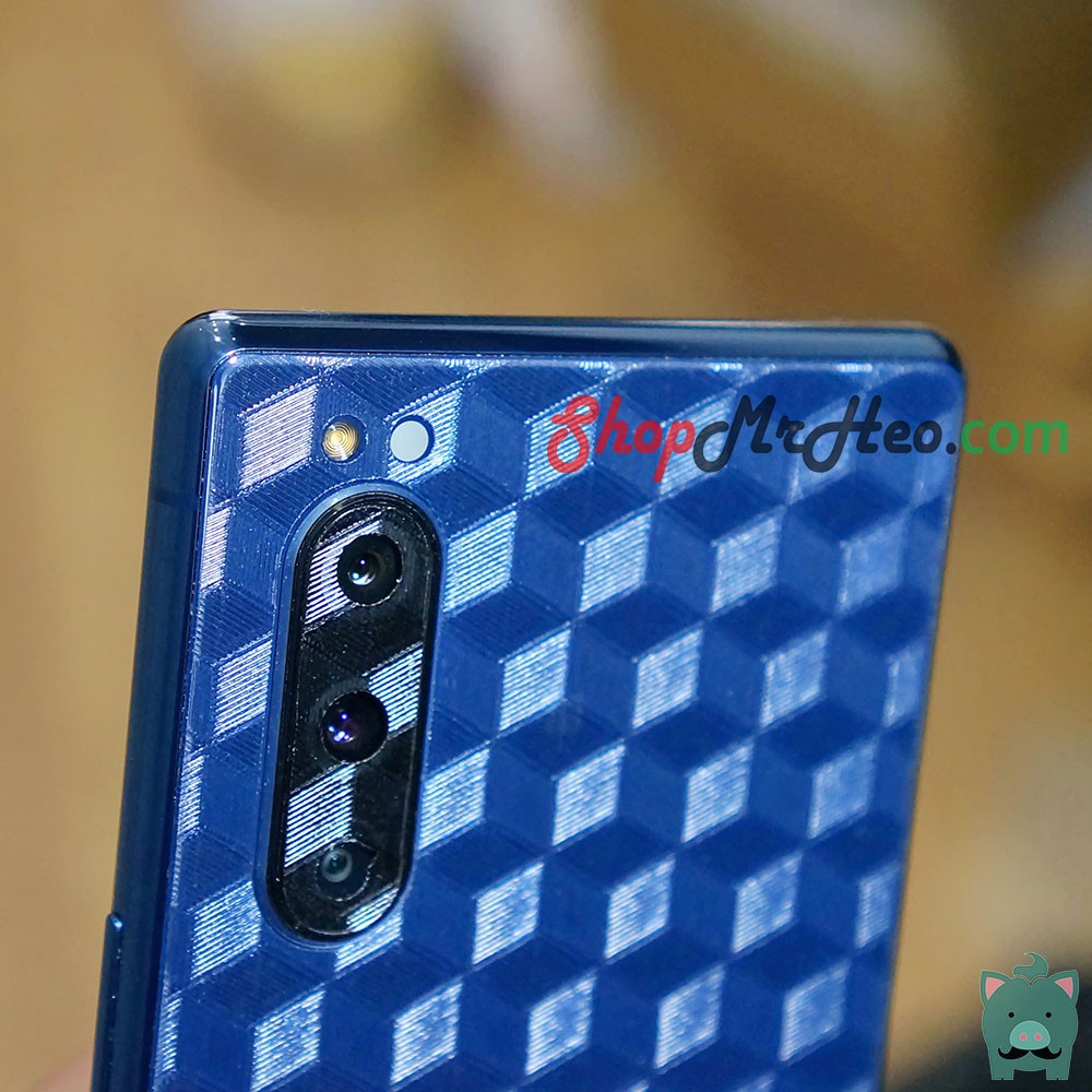 Skin Dán Mặt Sau Lưng Vân 3D Carbon Sony Xperia 1 - Sony 5 - Carbon, Hình hộp, Nhám, Vân Da