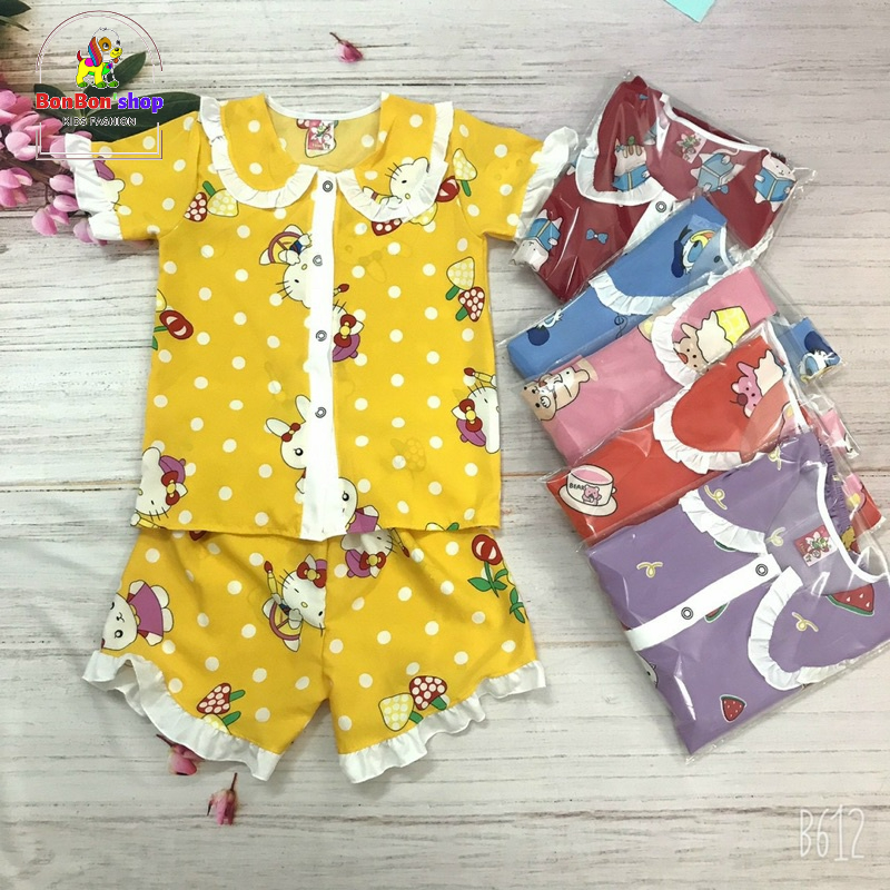PA01_Pizama lụa cho bé gái từ 17-23kg