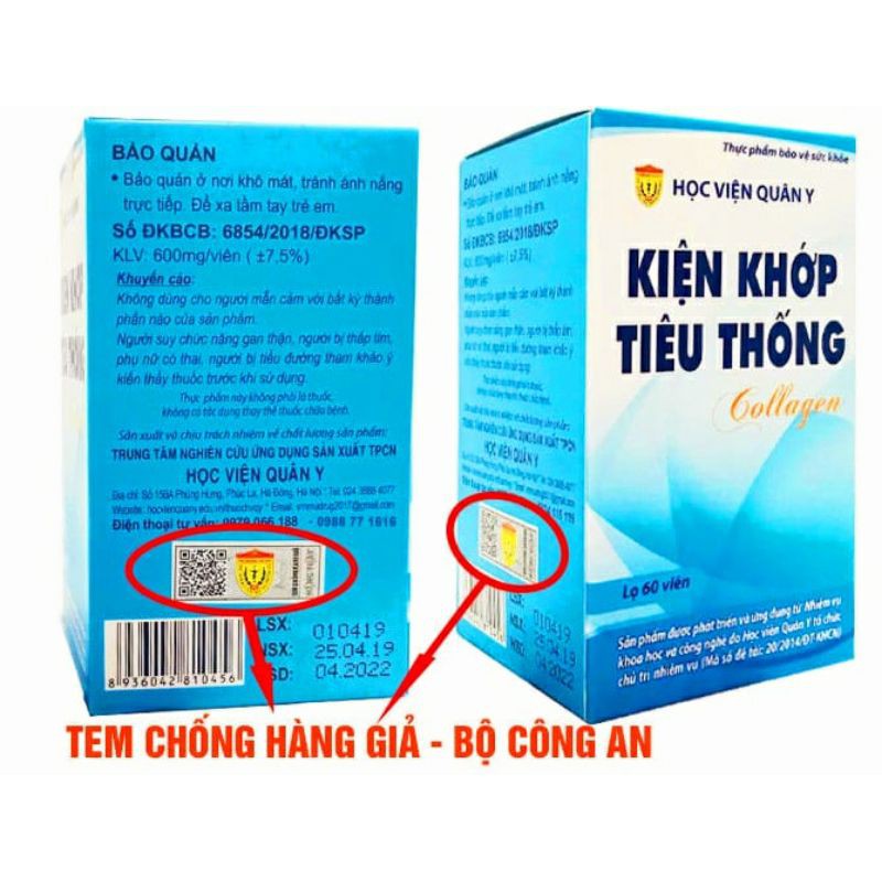 Kiện Khớp Tiêu Thống Collagen HVQY Hộp 60 Viên