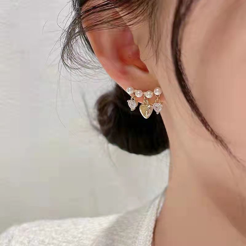 Khuyên tai RINHOO FRIENDSHIP dáng dài tua rua đính đá thời trang cho nữ