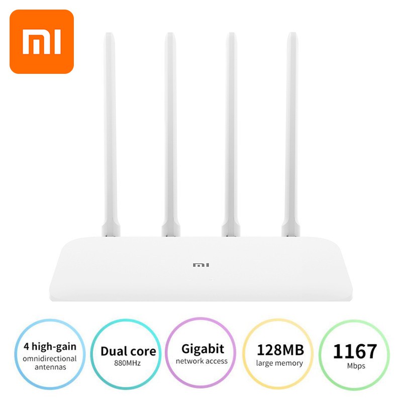 Xiaomi AC 1200Mbps DualBộ Phát Wifi Xiaomi Router Gen 4A - ROUTER XIAOMI MIWIFI 4A - BỘ THU PHÁT WIFI XIAOMI ROUTER 4Aba