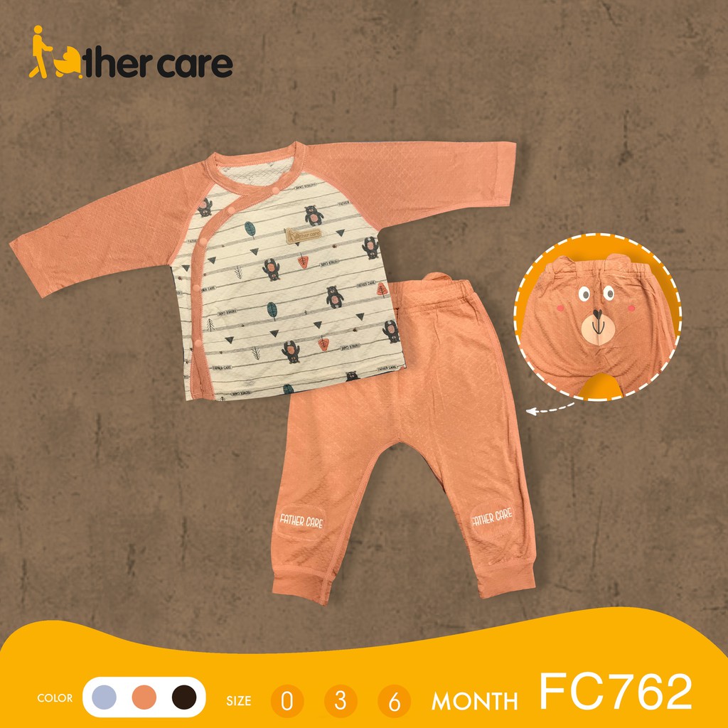 Bộ Quần Áo sơ sinh DT FatherCare Cài Lệch - Họa Tiết Gấu (Họa Tiết - Trơn) FC762