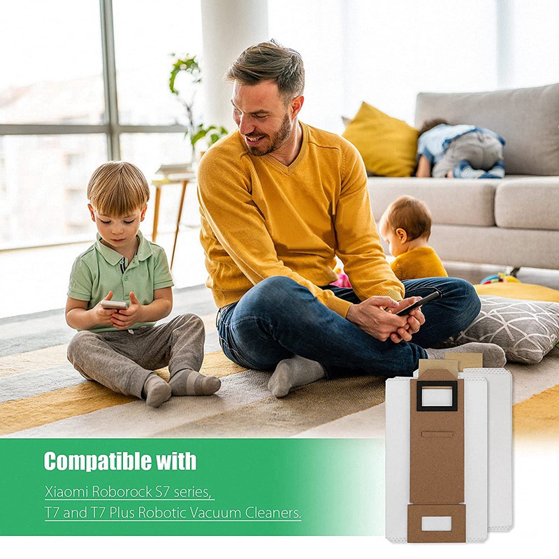 Túi hút chân không 10 gói để thay thế túi đựng bụi Roborock S7 Tương thích cho Máy hút bụi Roborock S7 T7S T7S Plus