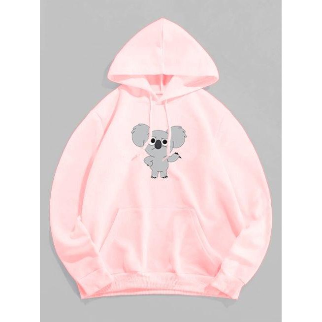 Áo Khoác Hoodie Màu Hồng In Hình We Bare Bear Dễ Thương Cho Nữ