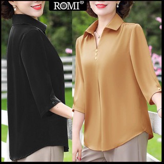 ROMI - ÁO SƠ MI TRUNG NIÊN SIZE LỚN KIỂU ÁO QUÝ BÀ , ÁO KIỂU THỜI TRANG U50-60 CHO NGƯỜI MẬP 3A01 3A16