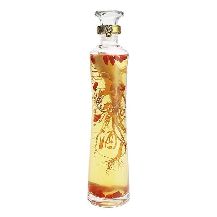 Chai Thủy Tinh Đựng Rượu eo thon 500ml - mẫu Trụ tròn trơn – nắp thủy tinh có khóa vàng