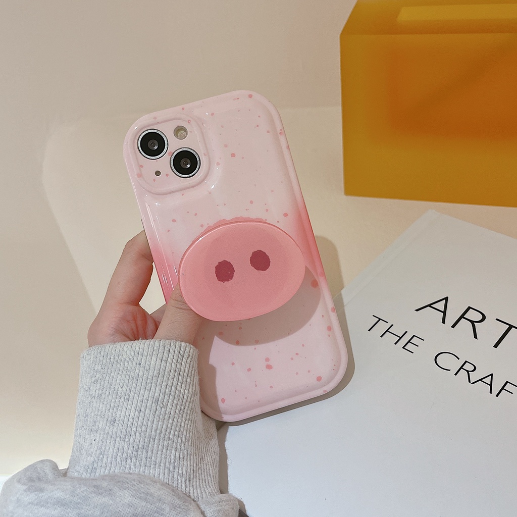 Ốp Điện Thoại Có Giá Đỡ Hình Chú Heo Cho Iphone 12 pro max 13 13 pro max11 pro max xs max xr x