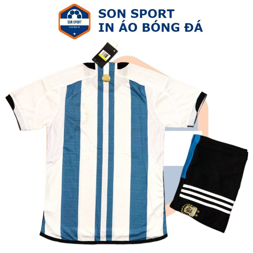 Bộ Quần Áo Bóng Đá Fex Thái CLB Argentina Trắng Sọc Xanh