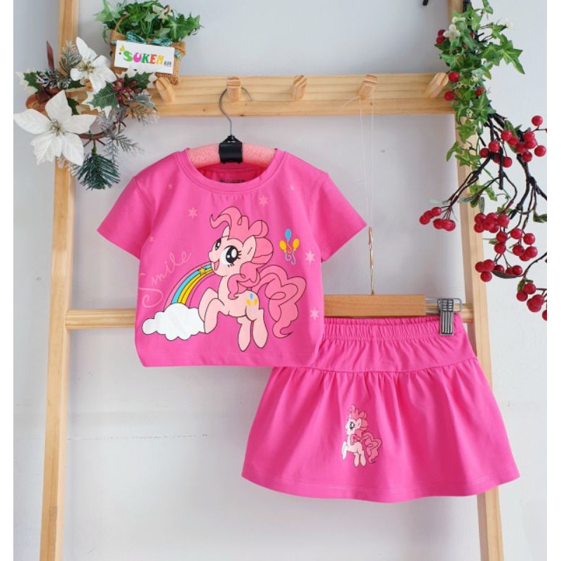 Sét Đầm Pony bộ váy áo ngựa Pony cho bé gái kèm chip đùi thun cotton 4 chiều Cao Cấp Mềm Mát