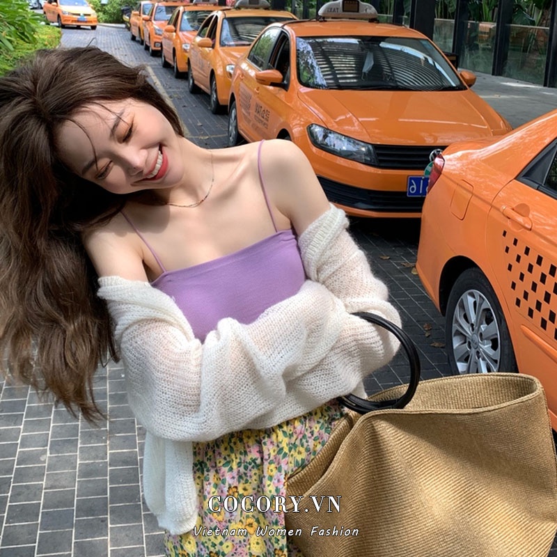 Cocory vn  Áo Croptop Trễ Vai Màu Trơn Thiết Kế Ôm Sát Quyến Rũ