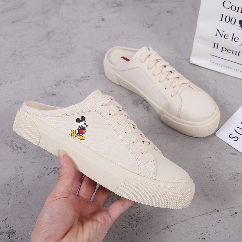 giày nữ đẹp sneaker thể thao đạp gót mickey giày đẹp cao cấp màu trắng đế bằng form siêu đẹp hot 2021 | BigBuy360 - bigbuy360.vn