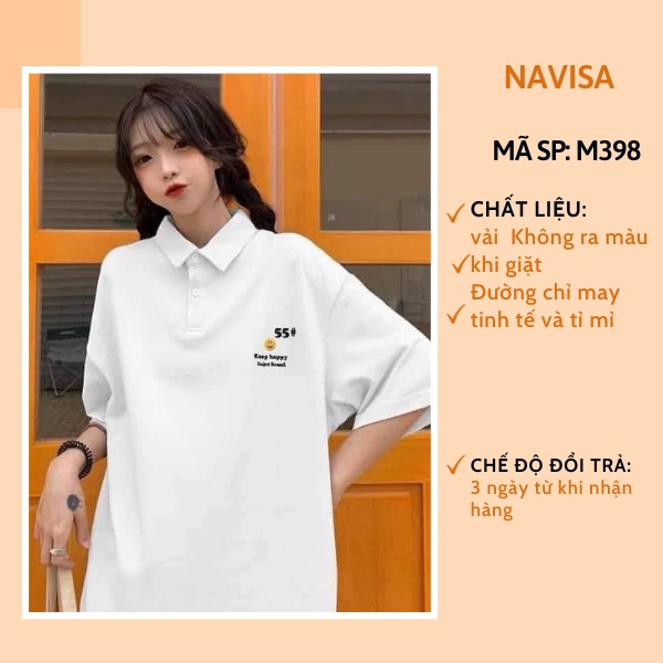 [Mã FATREND27 giảm đến 30k tối đa 99k] Áo thun polo nam nữ form rộng tay lỡ NAVISA M398 | BigBuy360 - bigbuy360.vn