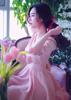 Đầm hồng xoè thắt eo v2 (kèm hình thật)