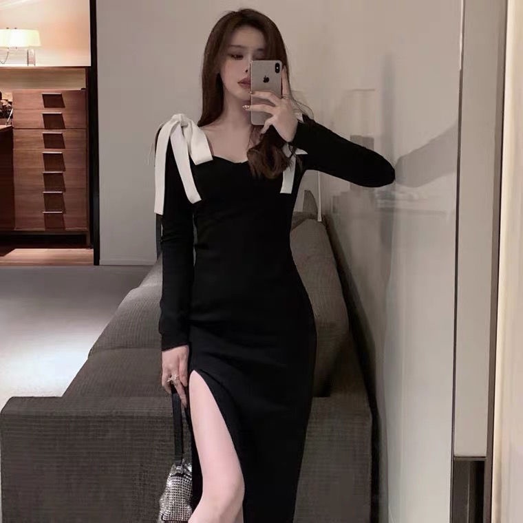 Đầm Ôm Dáng Xẻ Tà Xinh Xắn Theo Phong Cách Vintage Dành Cho Nữ