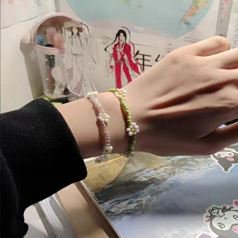 Vòng Tay Dây Bện Xỏ Hạt Thủ Công Mặt Hoa Cúc Đơn Giản Phiên Bản Hàn Quốc