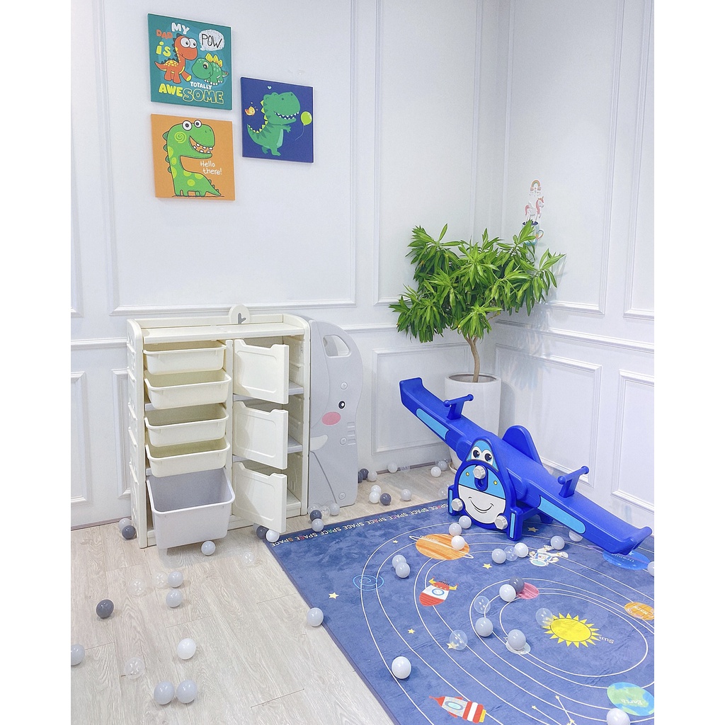 Tủ nhựa đa tầng mẫu voi đa năng chia nhiều ngăn cho bé BABYCOSI có ngăn kéo