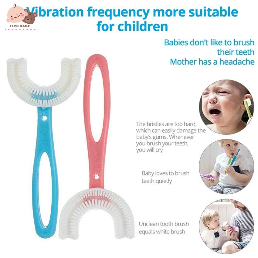 Bàn chải đánh răng hình chữ U bằng silicon cho bé 2-12 tuổi