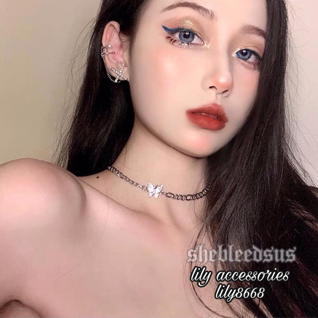 Chain Necklace dây chuyền vòng cổ choker hình bướm đính kim