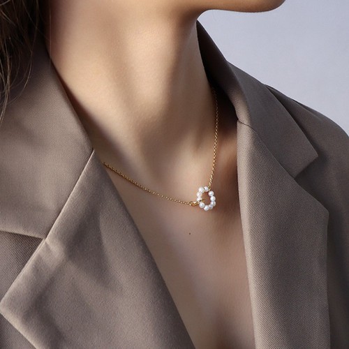 Dây Chuyền 2 Khoen Tròn Lồng Nhau Titan Ko Đen TT 3453