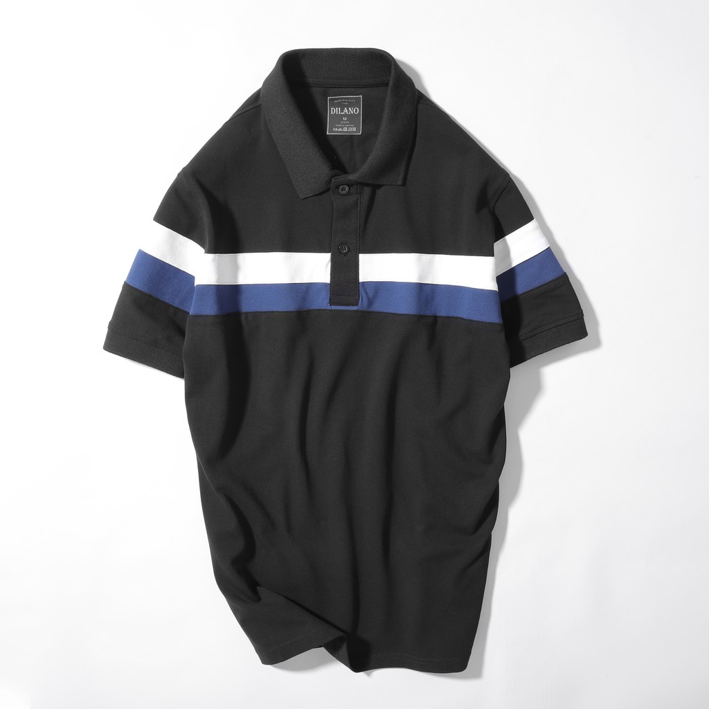 Áo polo nam tay ngắn cổ bẻ,  phối sọc ngang cao cấp DILANO APD04 | BigBuy360 - bigbuy360.vn