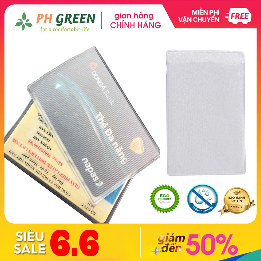 Vỏ Bọc Thẻ, Túi Bọc Thẻ Chống Nước, Chất Liệu PVC Dẻo Trong Suốt, Kích Thước 9,3x6cm, Vừa Các Loại Thẻ Và Ví