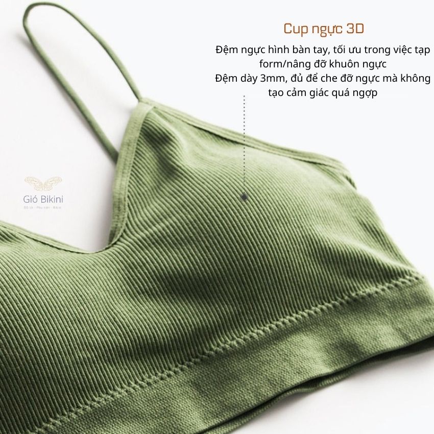 Áo Bra cotton gân màu trơn đơn giản. Áo croptop hai dây sợi bún thời trang, nhẹ nhàng, nữ tính