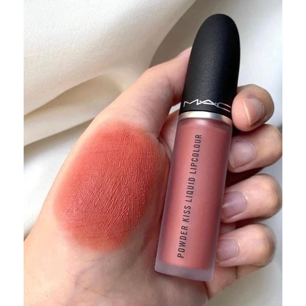 Son kem lì MAC 989 Mull It Over Màu Cam Hồng Đất - Powder Kiss Liquid, hàng chuẩn Auth date mới nhất