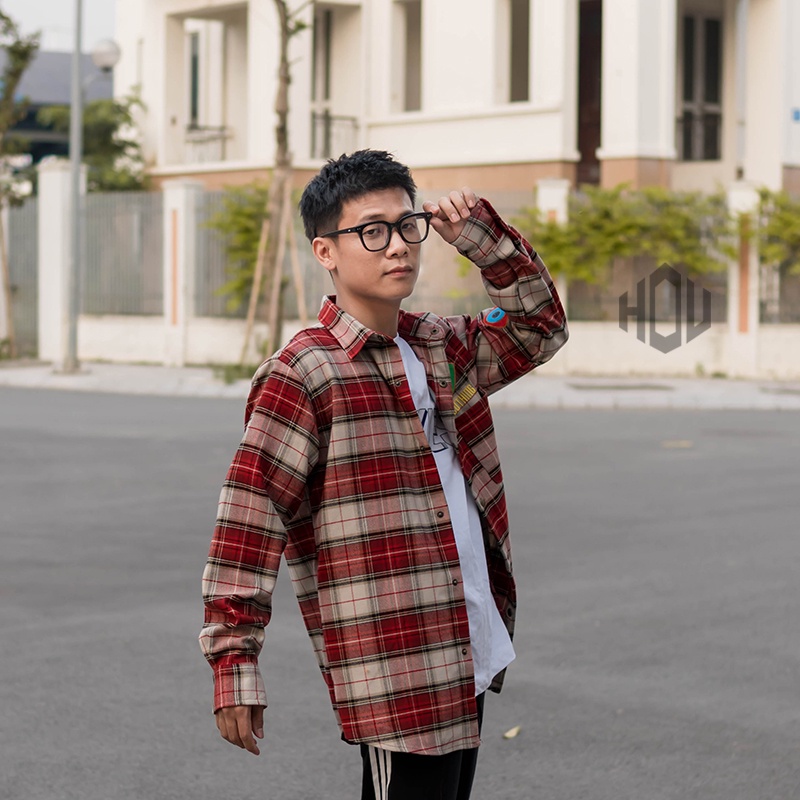 Ao flannel nam nữ form rộng HDU áo sơ mi caro unisex ulzzang basic chất vải dạ mỏng local brand mã SM08