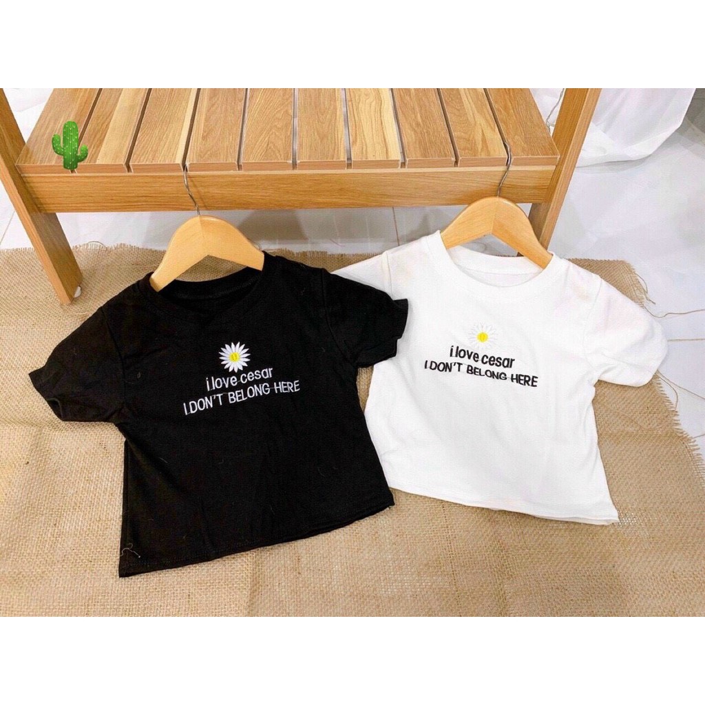 Áo thun cổ tròn tay ngắn croptop thêu hoa cúc xinh pc chất thun thái đẹp