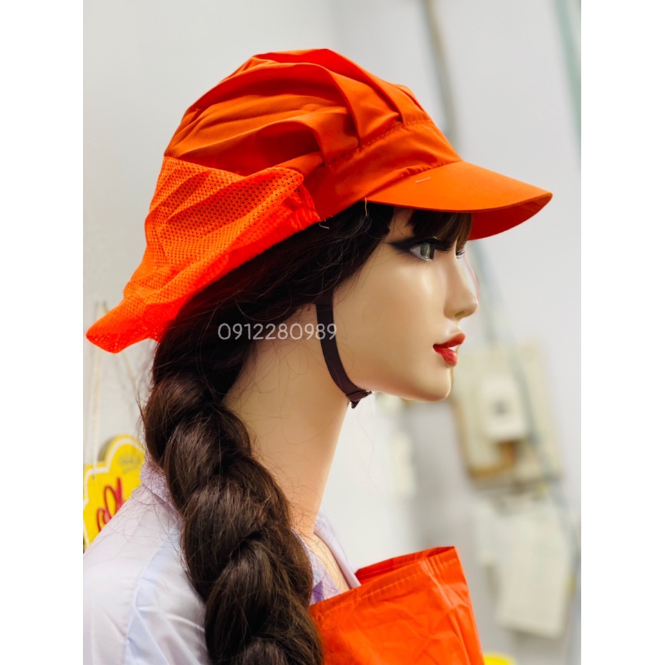 Tạp dề yếm chống thấm nước màu cam, tạp dề thủy sản _ Hình chụp thật