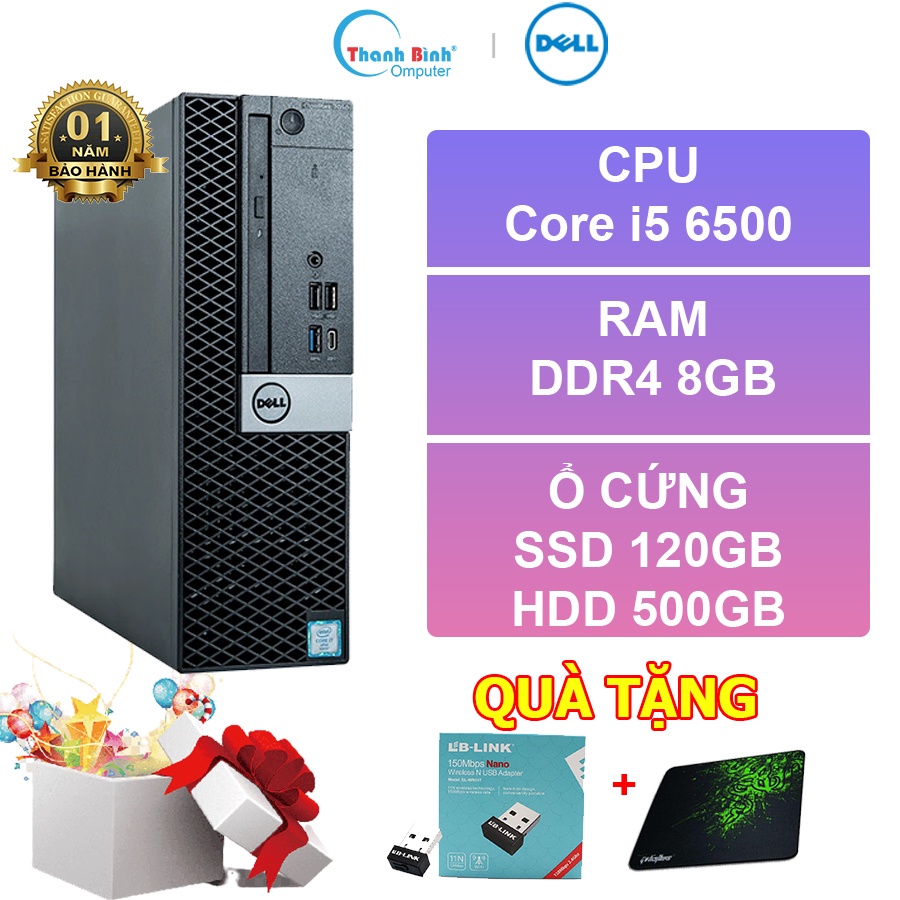 Máy Tính Đồng Bộ Dell 💟ThanhBinhPC💟 Dell Optiplex 3050 SFF ( CPU Core i5 6500 -RAM 8GB-SSD 120GB-HDD 500GB ) - BH 12T.