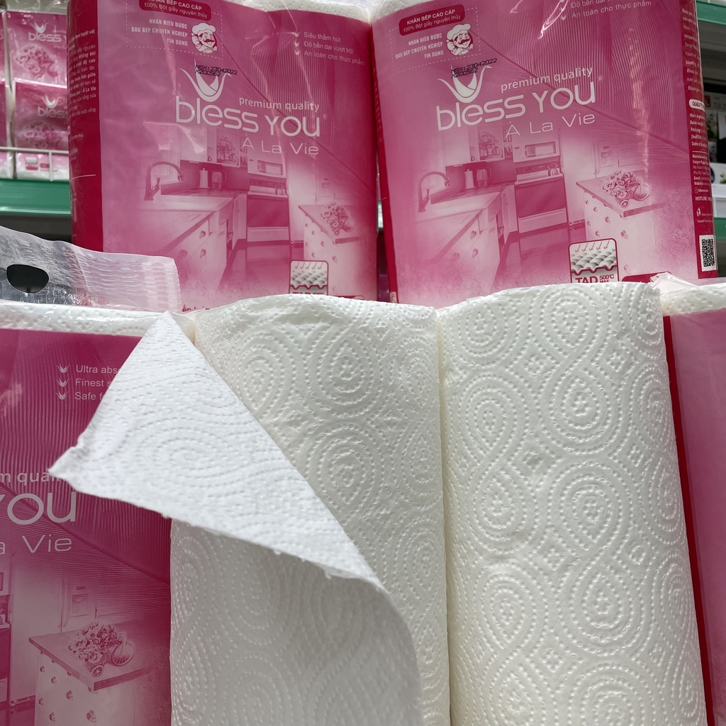 [LỐC 2 CUỘN] Khăn giấy Bếp - Khăn giấy Đa Năng Bless You 2 Lớp 170 Tờ (Chính Hãng Có Mã QR)